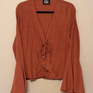 Luxe Terracotta Tie-Front Blouse